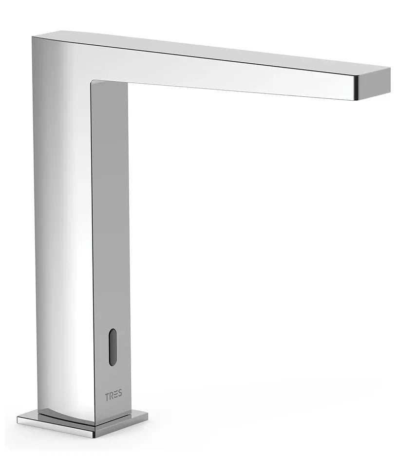 Grifo electrónico para lavabo de baño con acabado cromado Slim Tres 0