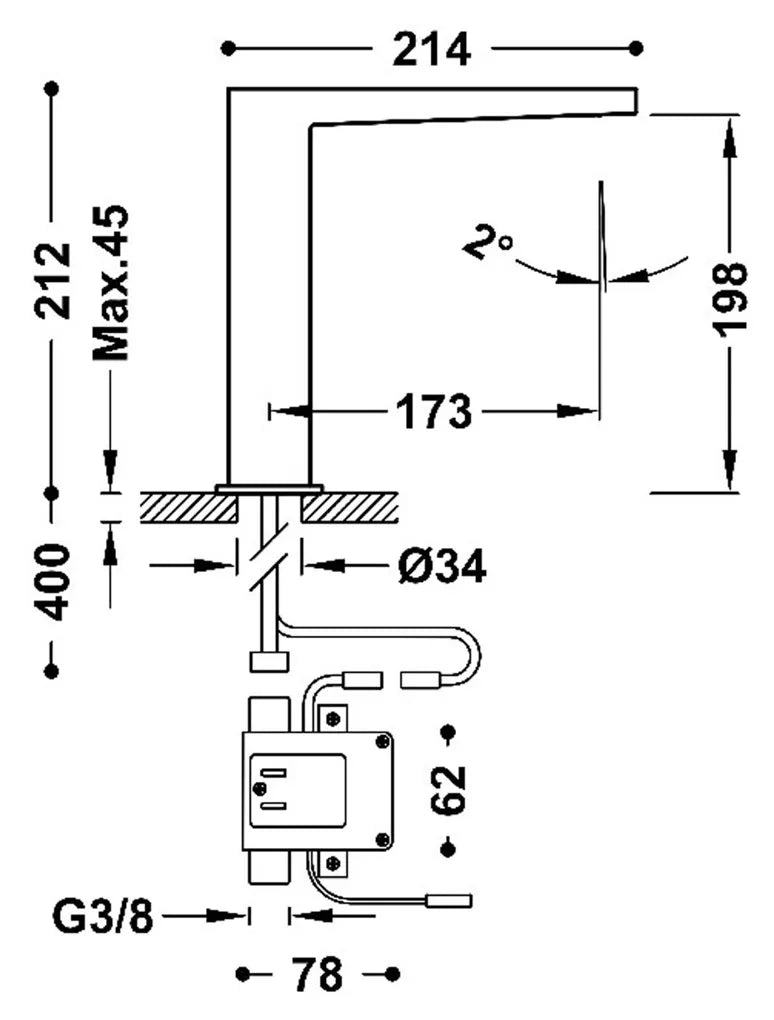 Grifo electrónico para lavabo de baño con acabado cromado Slim Tres 1