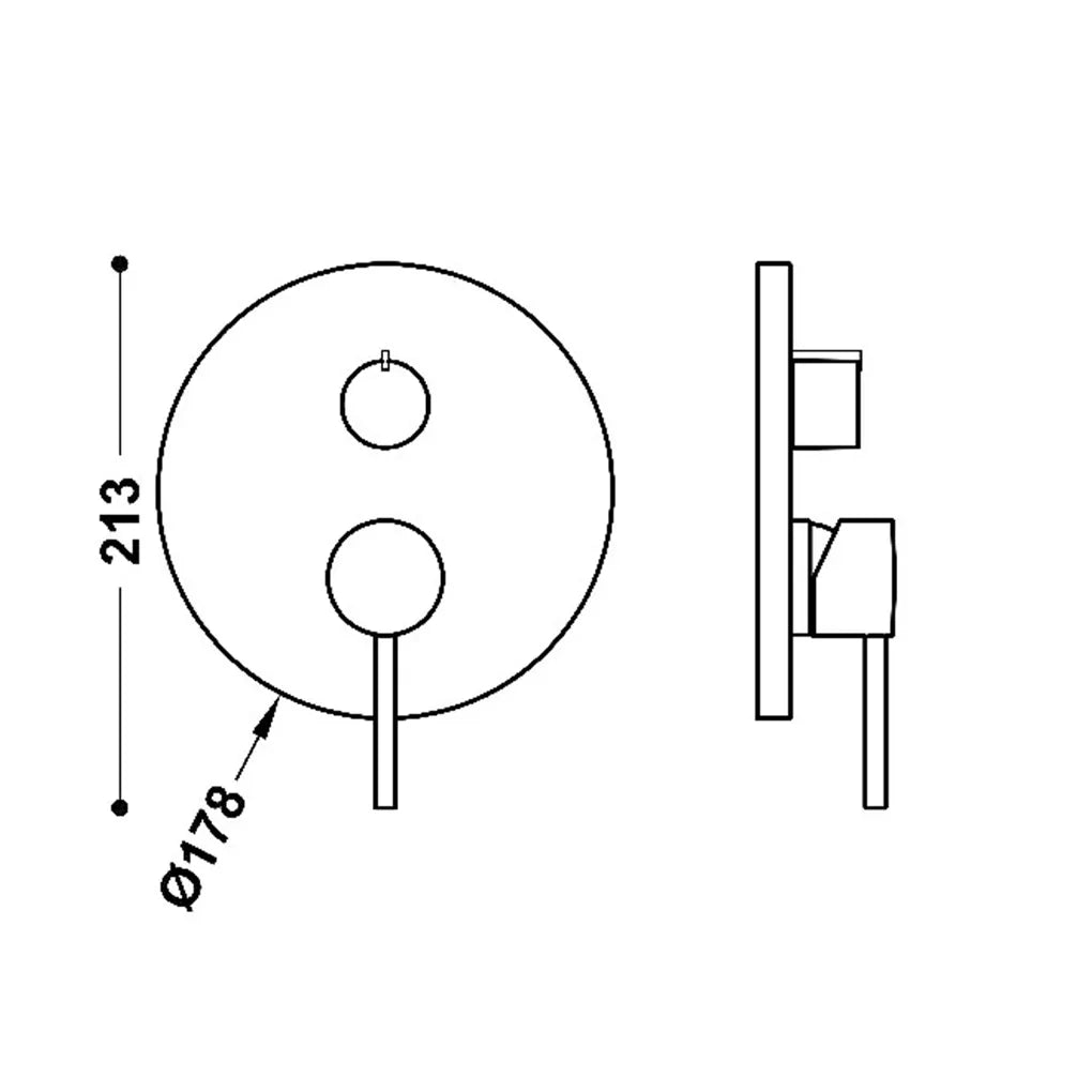 Grifo empotrable de dos vías con maneta de latón y acabado acero STUDY EXCLUSIVE TRES 1