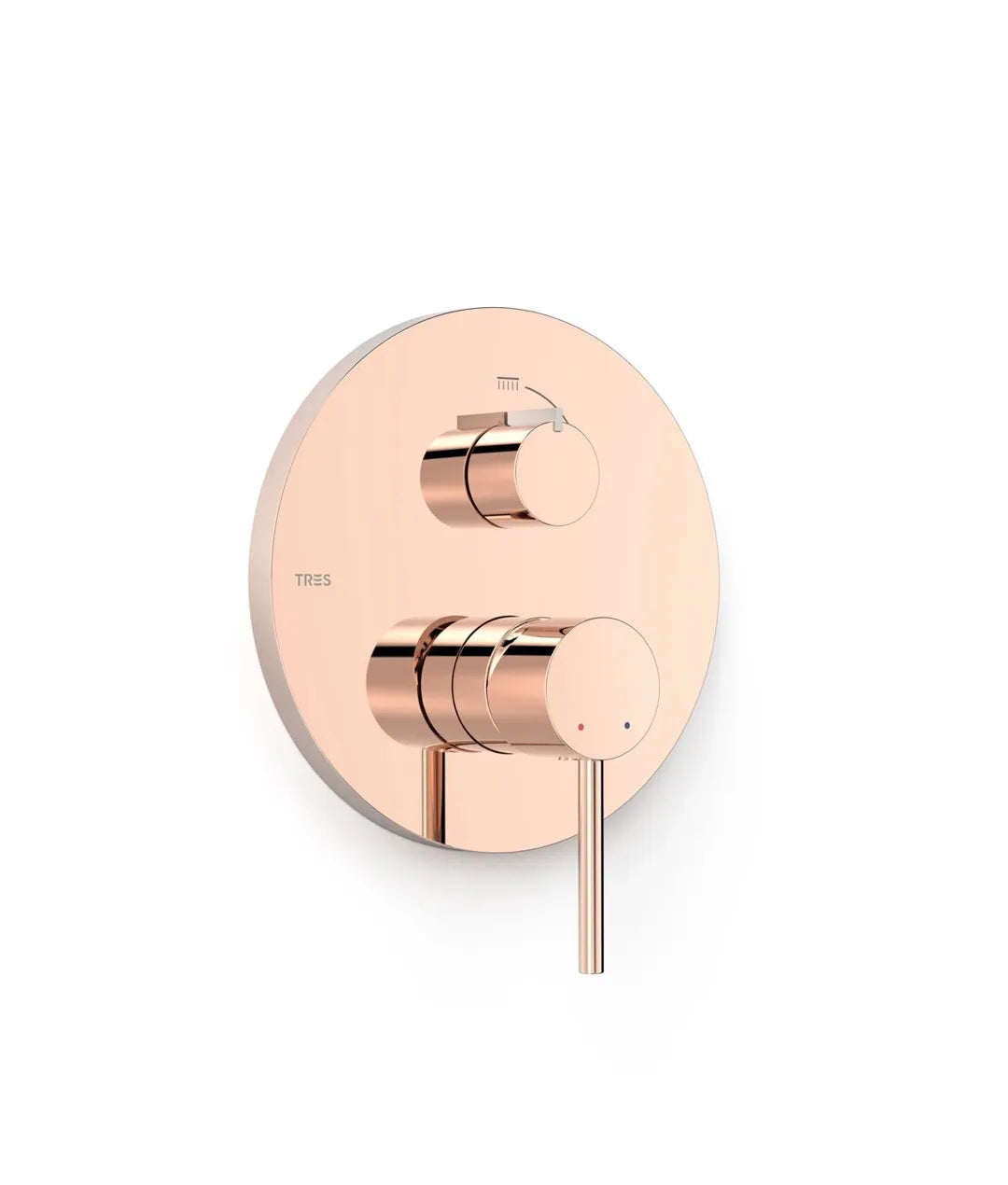 Grifo empotrable dos vías con maneta de latón acabado oro rosa STUDY EXCLUSIVE TRES 0