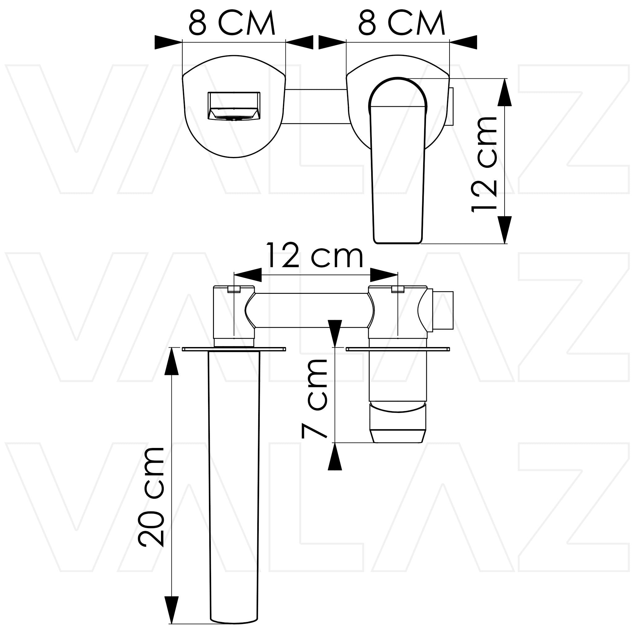 grifo empotrado de lavabo diseño redondo cromado caño 21 cm monomando Vaca de Valaz 1