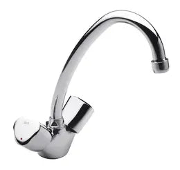 Grifo mezclador con bimando para cocina instalación sobre repisa acabado cromado Brava Roca 0
