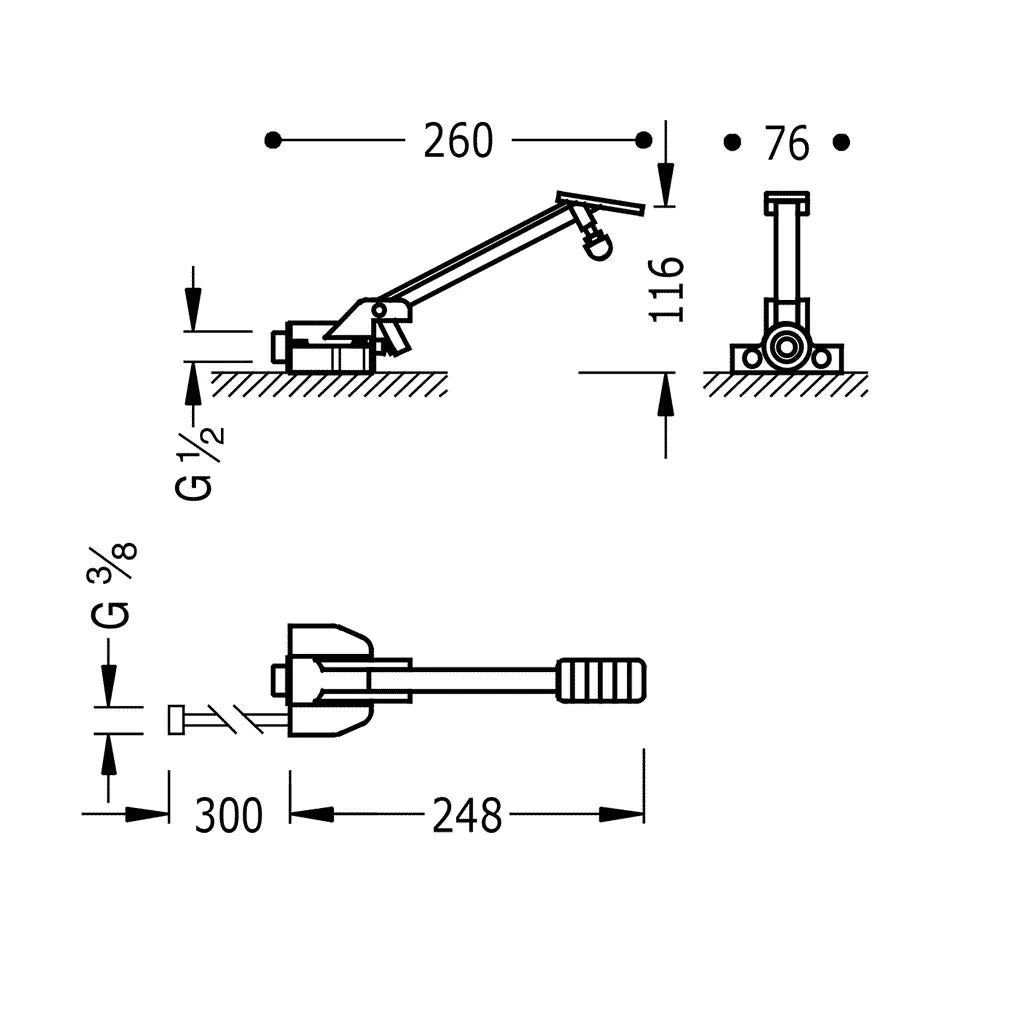Grifo mezclador para fregadero a pedal con acabado cromado de Cocina Standard TRES 1