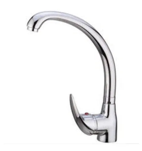 Grifo monocomando para fregadero de latón cromado y caño alto Dunes de Aquore 0