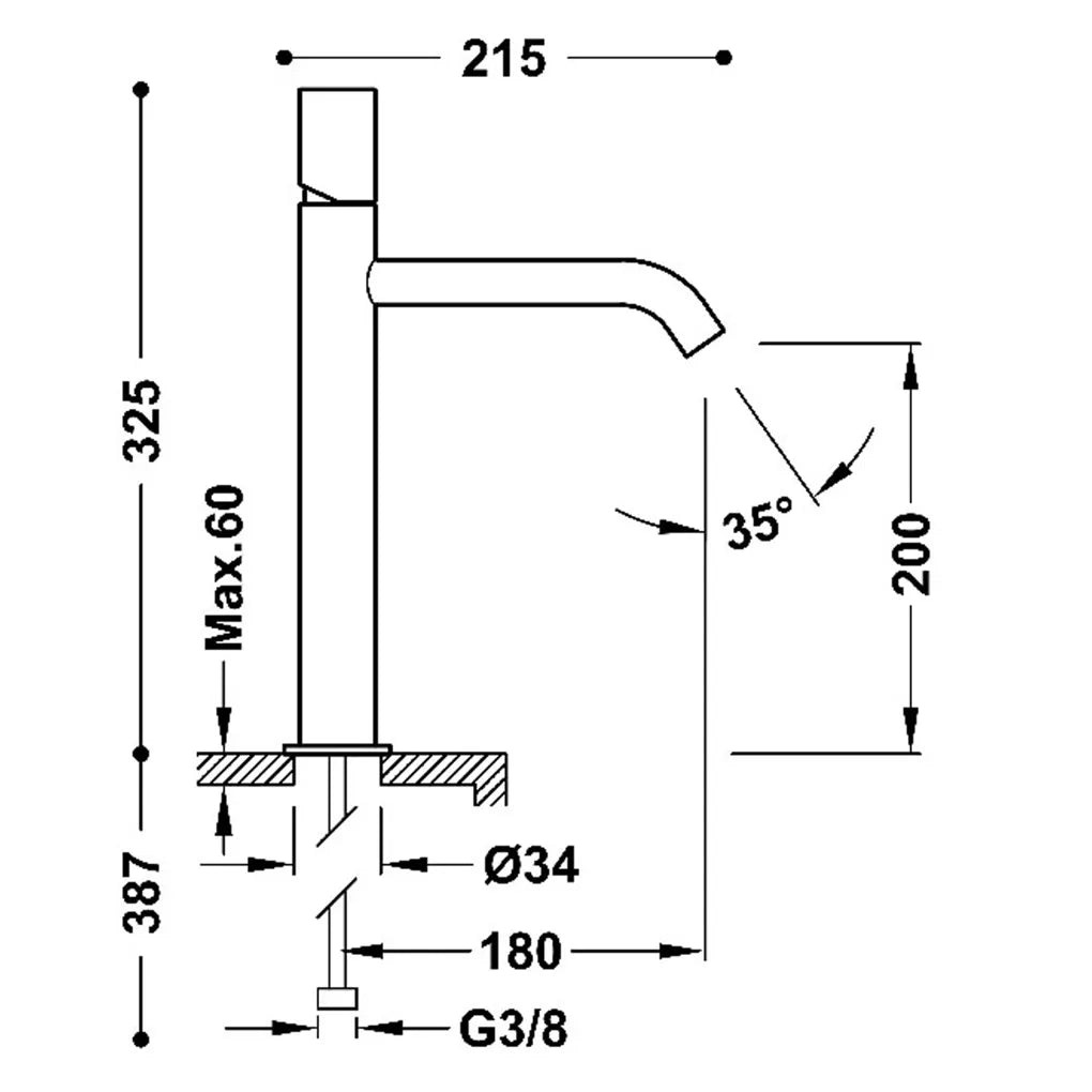 Grifo monomando alto para lavabo con latiguillos flexibles acabado negro metalizado Study Tres 2