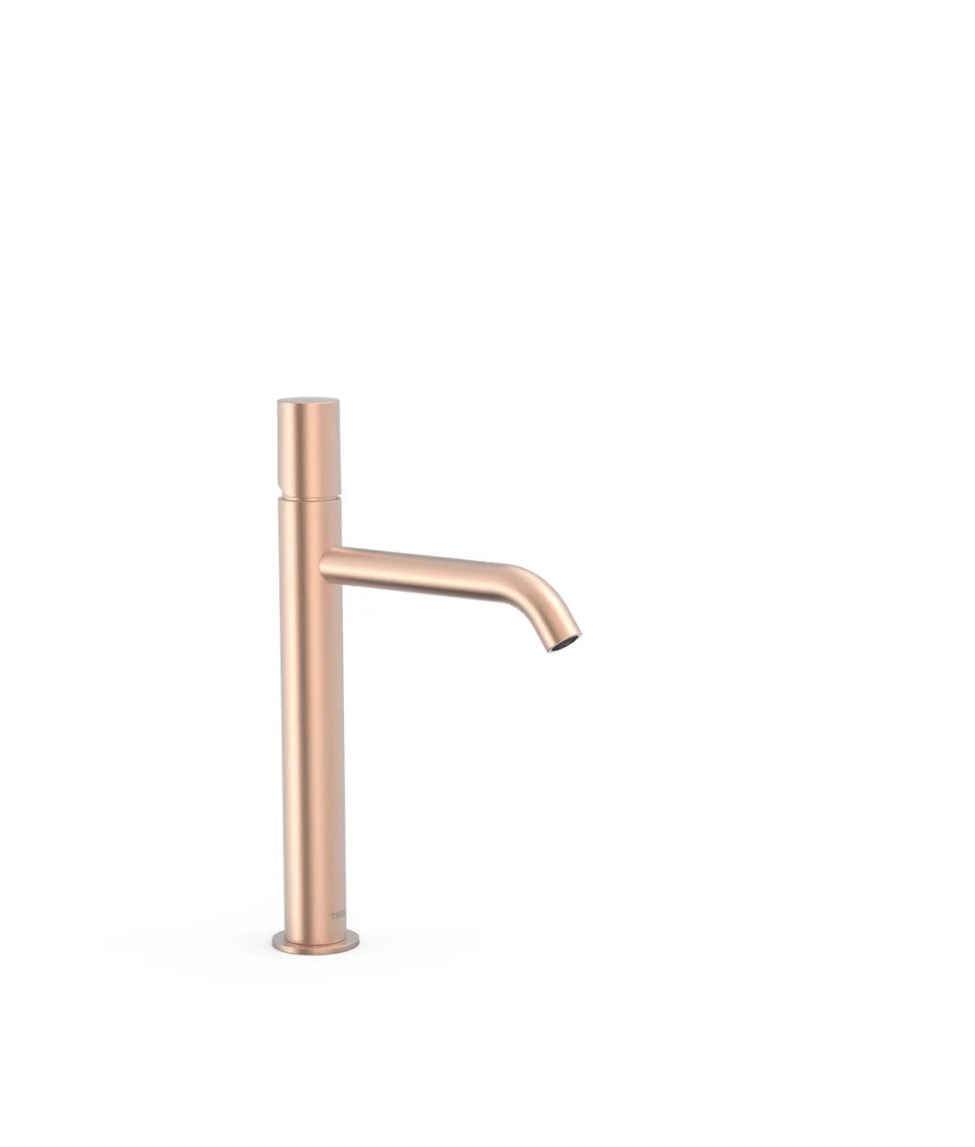 Grifo monomando alto para lavabo de latón con acabado oro rosa mate de STUDY COLORS TRES 0