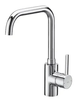 Grifo monomando con acabado cromado de cocina con caño recto para instalación sobre repisa Targa Roca 0
