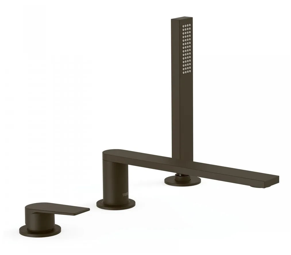 Grifo monomando con ducha para bañera de 23 cm negro bronce Project TRES 0