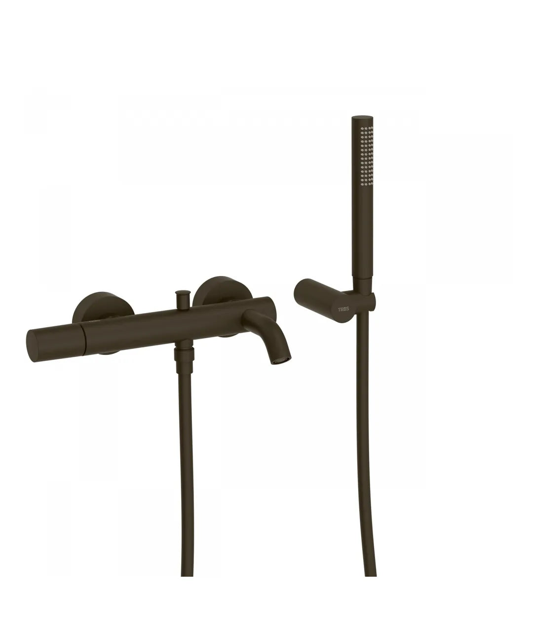 Grifo monomando de bañera y ducha para empotrar de latón con acabado negro bronce Study TRES 0