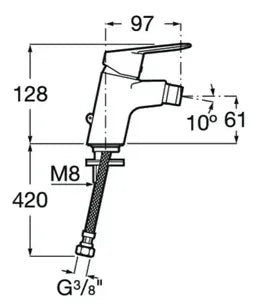 Grifo monomando de bidé para repisa con enganche y acabado cromado Alfa Roca 1