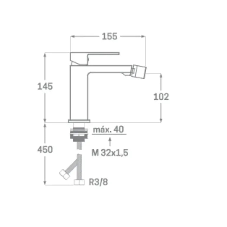 Grifo monomando de bidet con cartucho cerámico de 26 mm, acabado cromado de latón Kubic Källa 1