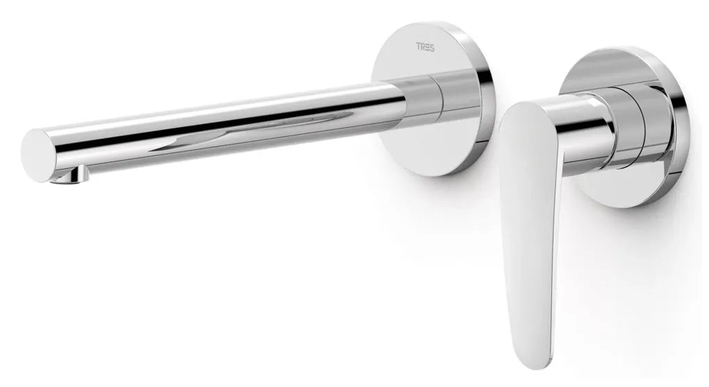 Grifo monomando de caño largo para lavabo instalación empotrada acabado cromado Flat Tres 0