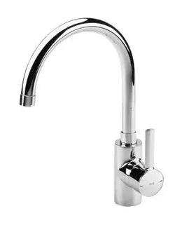 Grifo monomando de cocina con caño curvado para instalación en repisa con acabado cromado Targa Roca 0