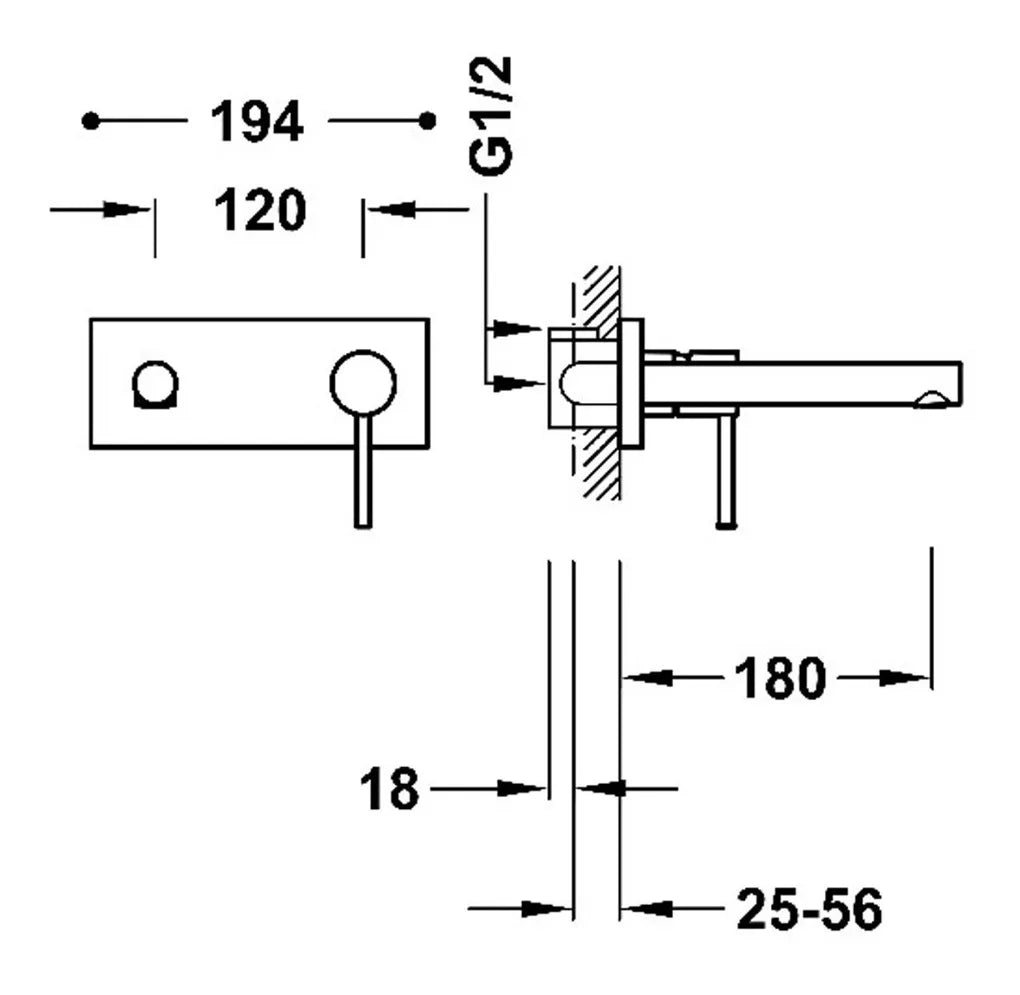 Grifo monomando de instalación empotrada para lavabo con acabado cromado Max Tres 1