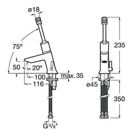 Grifo monomando de lavabo antivandálico con acabado cromado Instant Roca 1