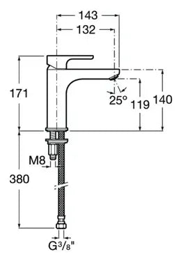 Grifo monomando de lavabo con caño mezzo cromado L20 Roca 2