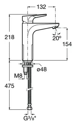 Grifo monomando de lavabo con caño mezzo plus acabado cromado Atlas Roca 2
