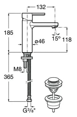 Grifo monomando de lavabo con caño mezzo y acabado cromado de Naia Roca 3