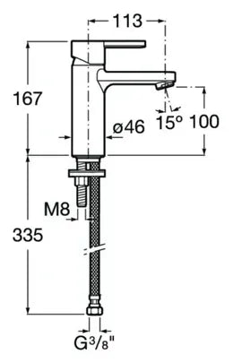 Grifo monomando de lavabo con cuerpo liso y acabado cromado Naia Roca 3