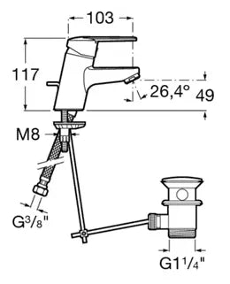 Grifo monomando de lavabo con desagüe automático con acabado cromado Victoria Roca 2
