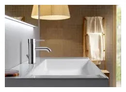 Grifo monomando de lavabo con desagüe automático y acabado cromado de latón Lanta Roca 1