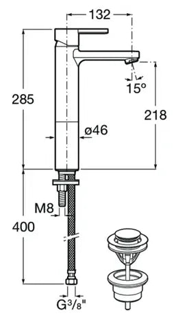 Grifo monomando de lavabo de caño alto con acabado cromado Naia Roca 2