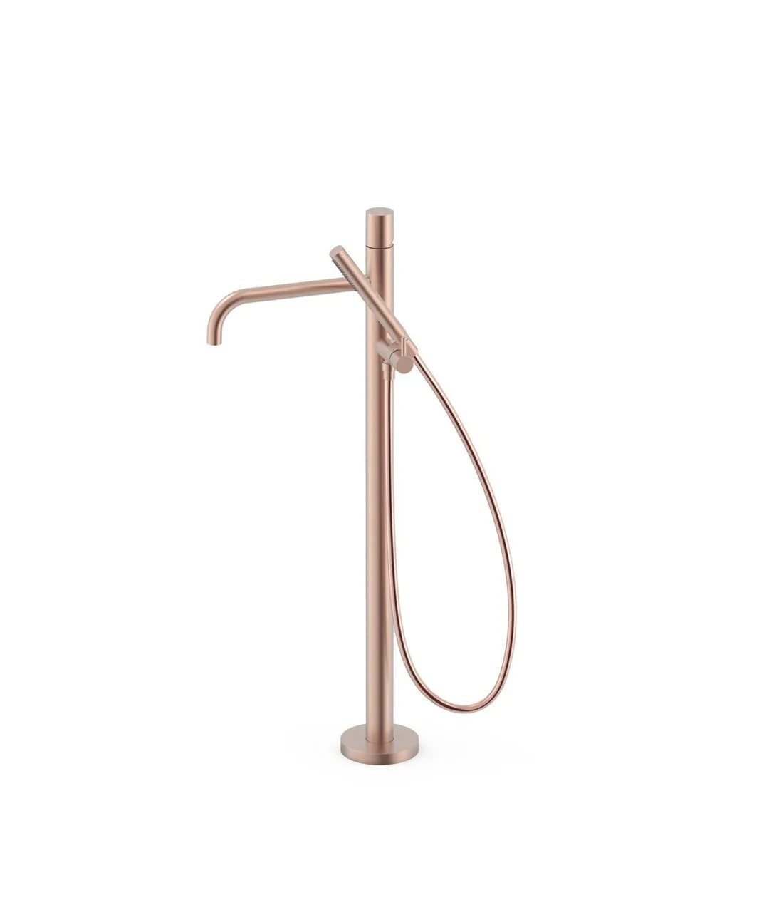 Grifo monomando de pie con teleducha para bañera y ducha acabado oro rosa mate 24K STUDY EXCLUSIVE TRES 0