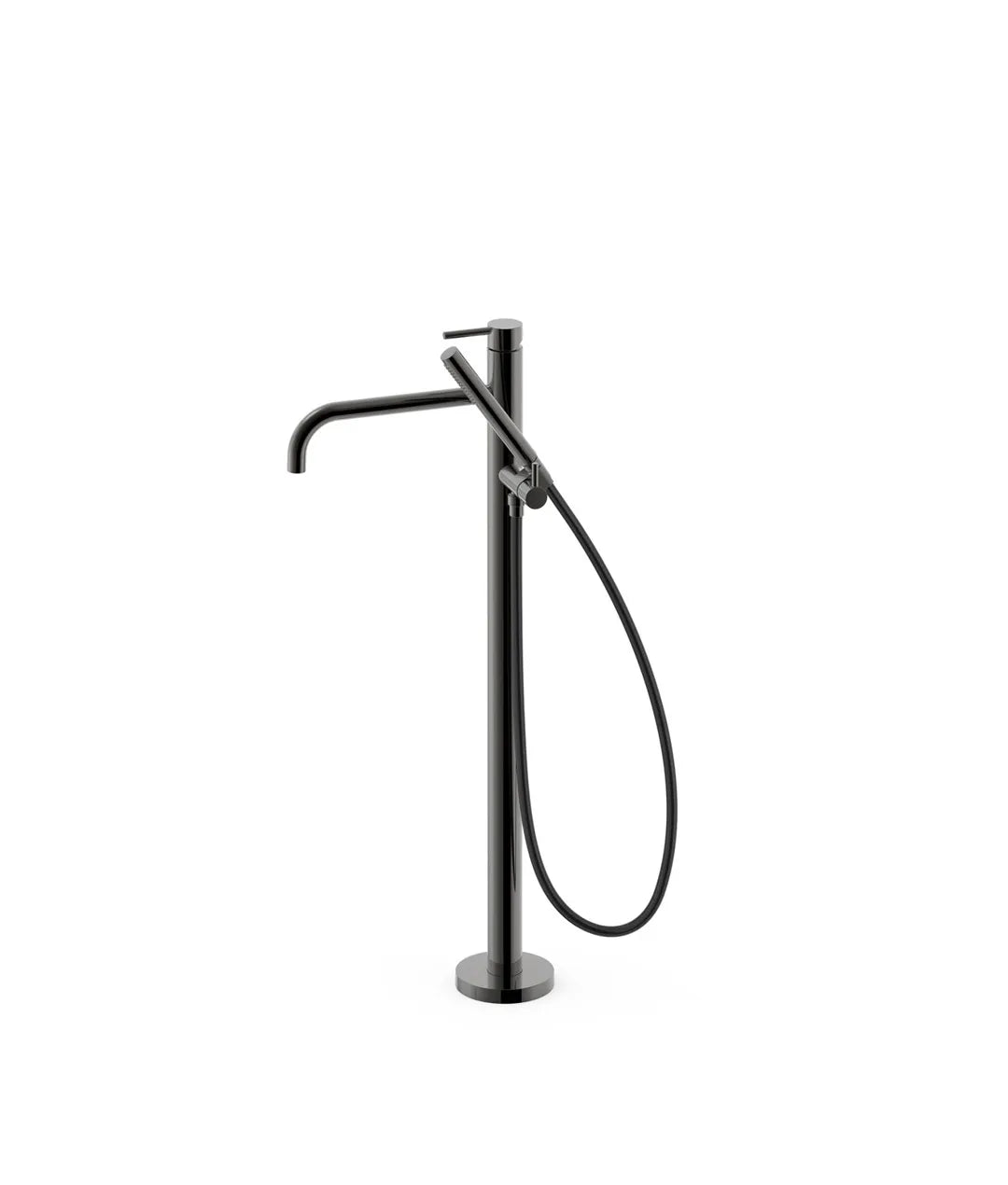 Grifo monomando de pie con teleducha y maneta para bañera acabado negro metalizado STUDY EXCLUSIVE TRES 0