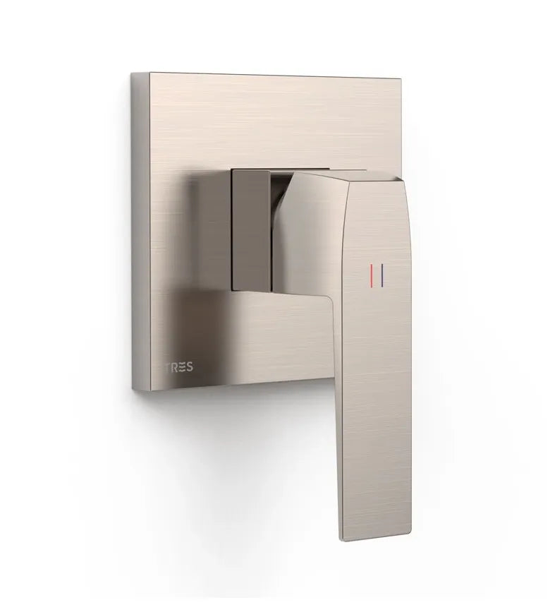 Grifo monomando empotrable de una vía en latón con acabado color acero SLIM EXCLUSIVE TRES 0