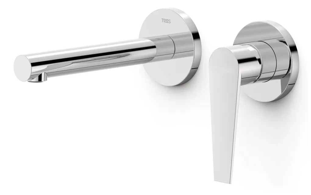 Grifo monomando empotrado para lavabo con acabado cromado Class Tres 0