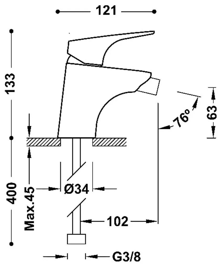 Grifo monomando para bidet con latiguillos de alimentación flexibles Canigó Tres 1