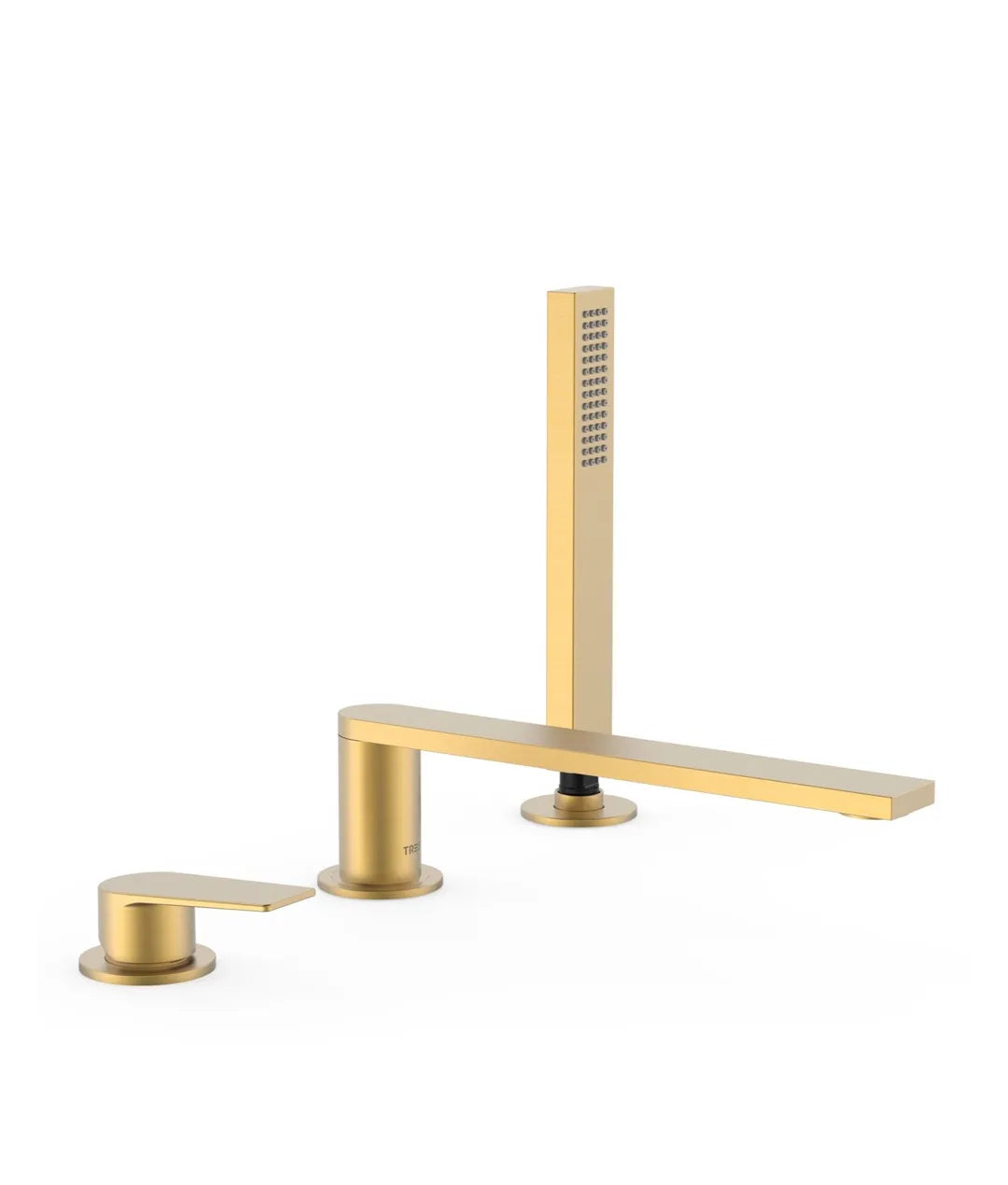 Grifo monomando para borde de bañera con inversor integrado en el caño con acabado oro mate Project TRES 0