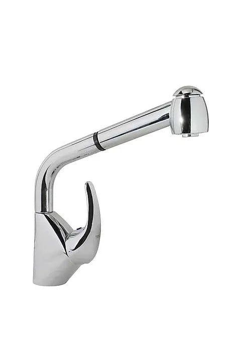 Grifo monomando para fregadero con caño alto y rociador extraíble con dos tipos de chorros Cocina Basic TRES 0