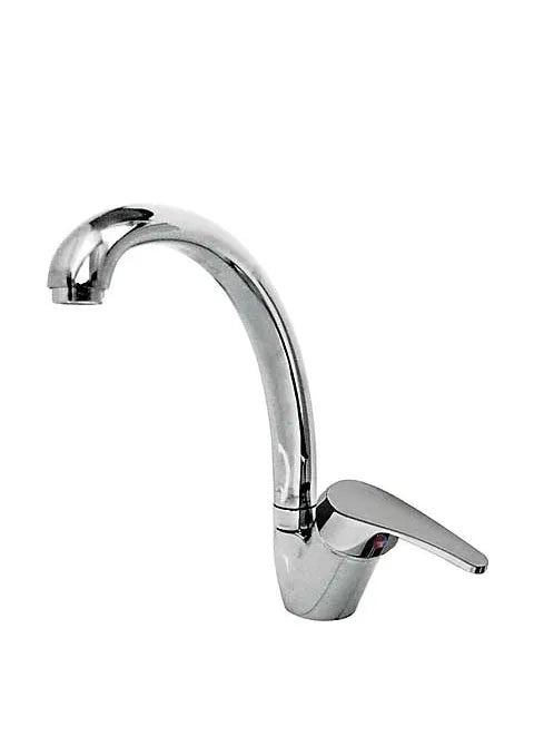 Grifo monomando para fregadero con caño curvo de latón y acabado cromado Basic TRES 0