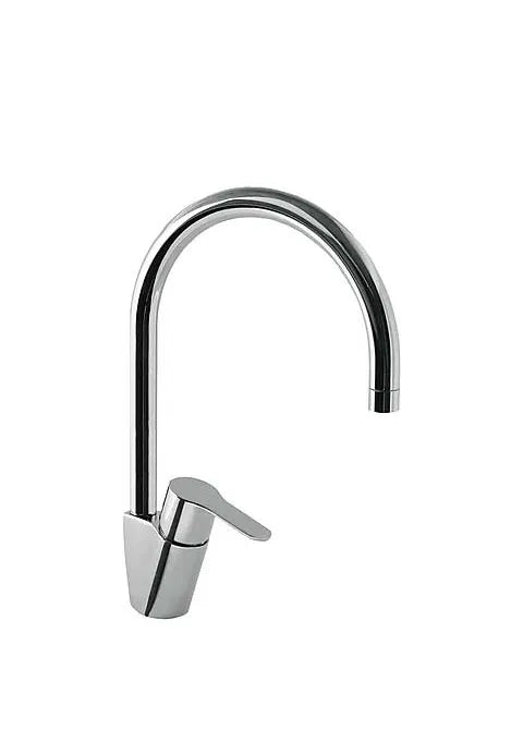Grifo monomando para fregadero con caño curvo latón con acabado cromado Standard TRES 0