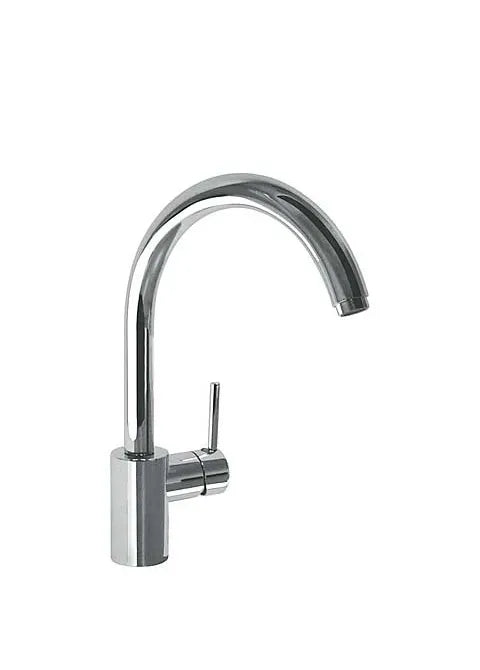 Grifo monomando para fregadero con caño curvo y difusor ajustable, latón con acabado cromado Max TRES 0