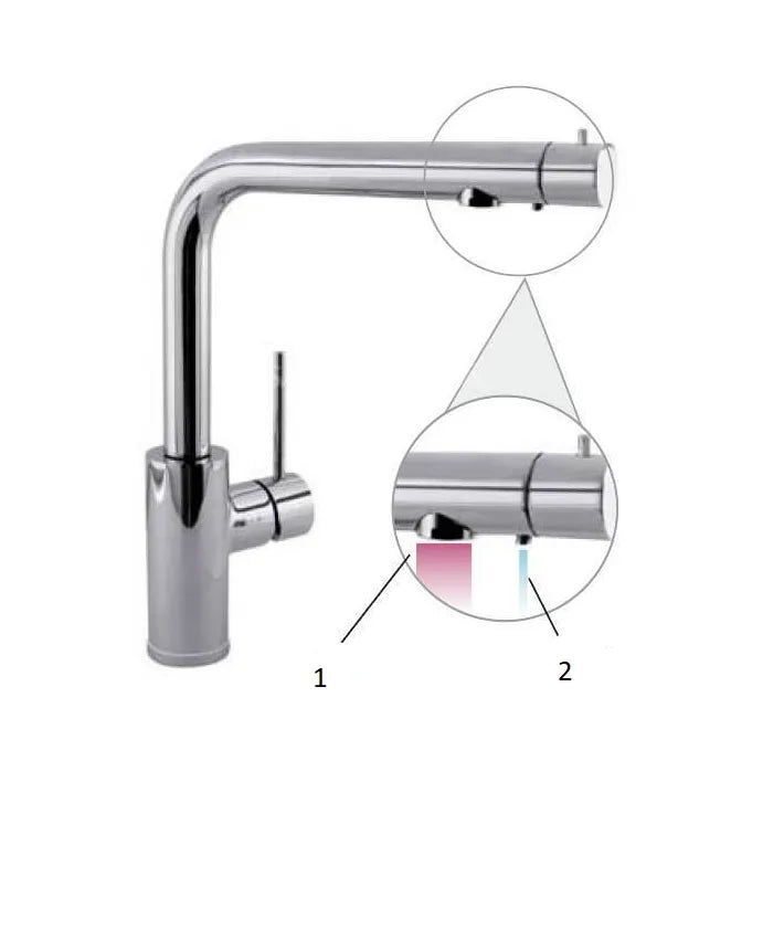Grifo monomando para fregadero de latón con acabado cromado y filtro anticloro TRES 2