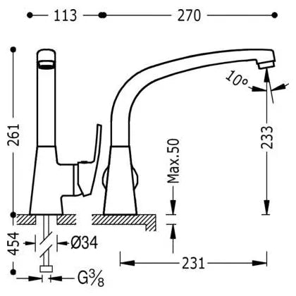 Grifo monomando para fregadero de latón cromado Basic TRES 1