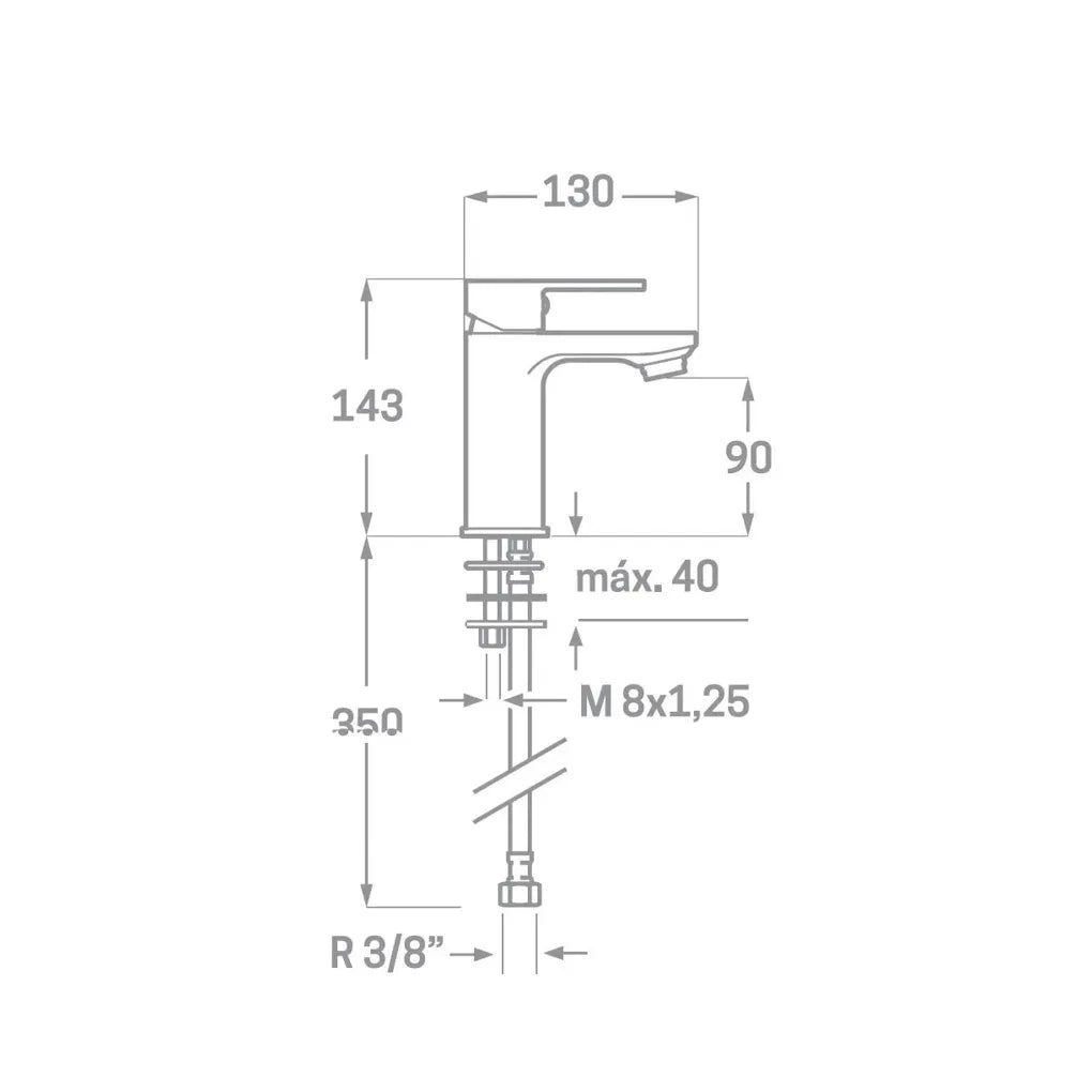 Grifo monomando para lavabo con acabado negro mate y conexiones Flexitub SKARA Källa 1