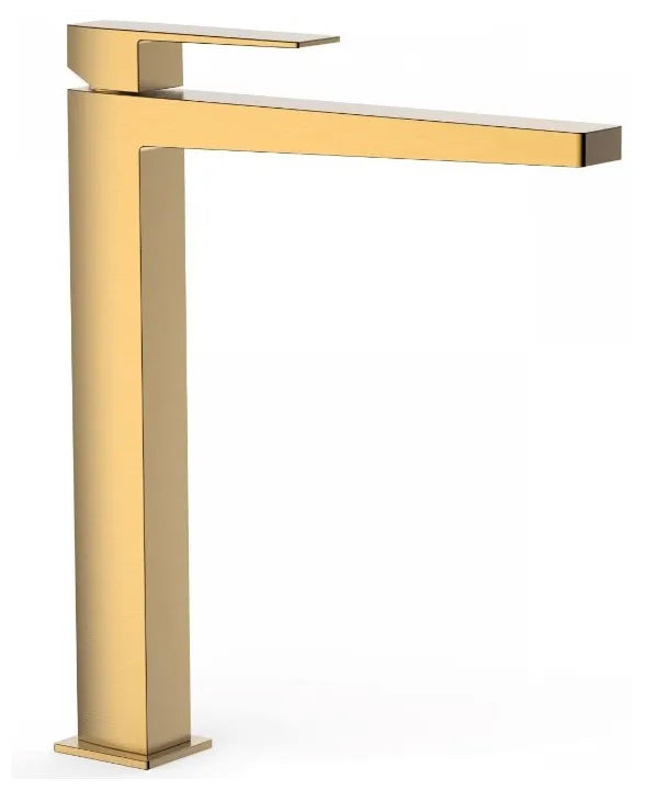 Grifo monomando para lavabo con caño plano en latón acabado oro mate XXL SLIM TRES 0