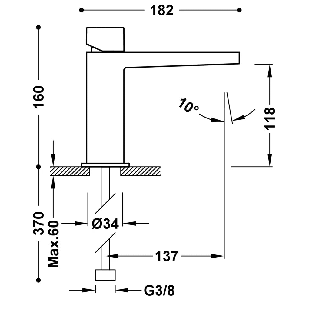 Grifo monomando para lavabo con desagüe automático de latón acabado cromo SLIM TRES 2