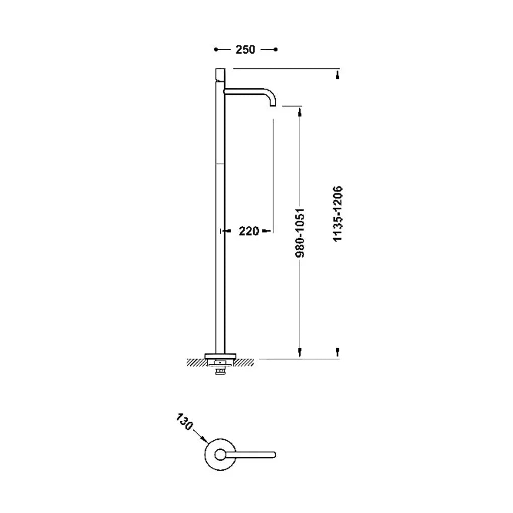 Grifo monomando para lavabo con toma a suelo de latón con acabado blanco mate STUDY TRES 1