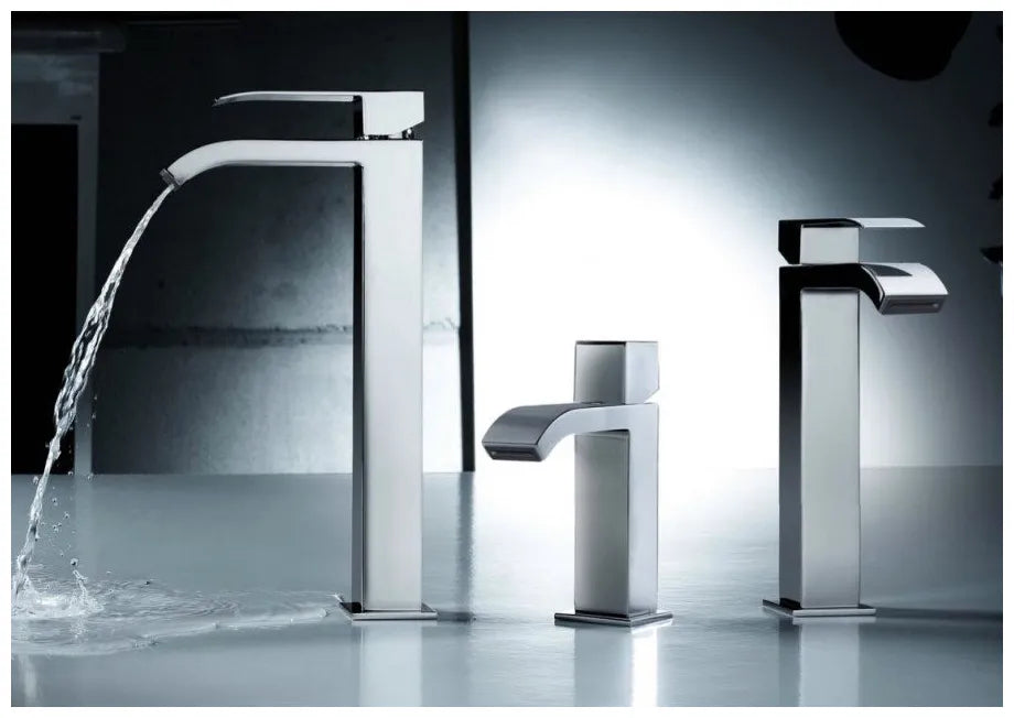 Grifo monomando para lavabo de latón con acabado cromado L Cuadro TRES 3