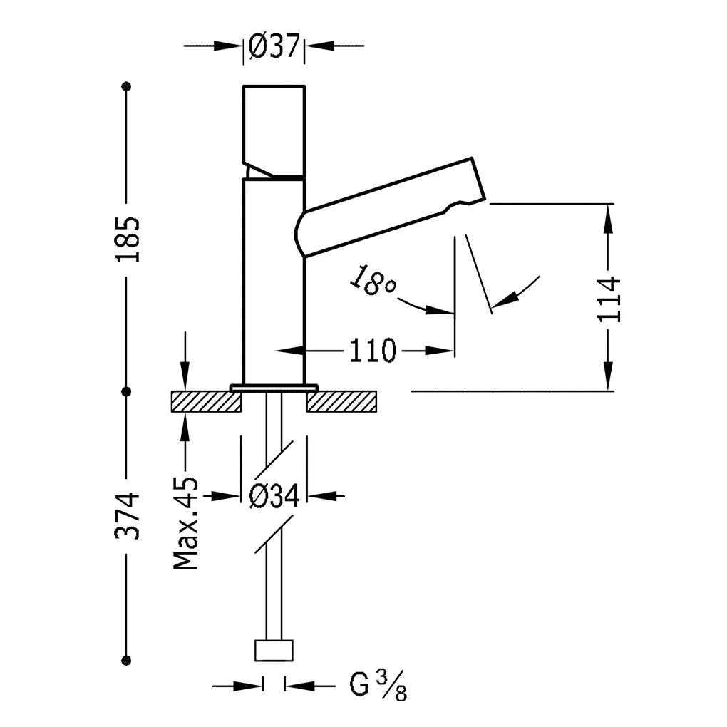 Grifo monomando para lavabo de latón con acabado cromado Max TRES 1