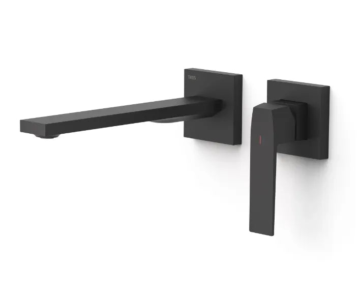 Grifo monomando para lavabo empotrado con amortiguadores en acabado negro mate 0