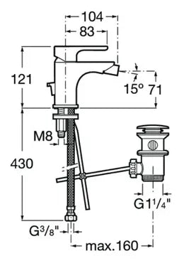 Grifo para bidet con desagüe automático y acabado cromado L20 Roca 2