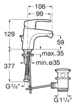 Grifo para bidet en latón con acabado cromado Monodin-N Roca 2
