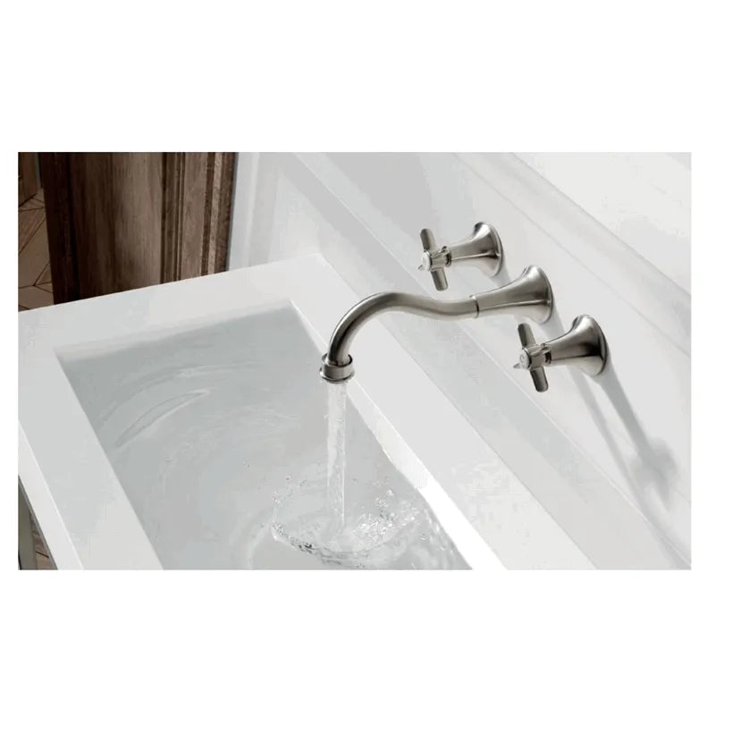 Grifo para lavabo de pared con regulador de temperatura bimando en acero CLASIC TRES 1
