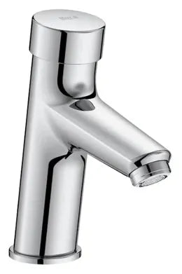 Grifo temporizado para lavabo con acabado cromado y control de temperatura Plus Roca 0