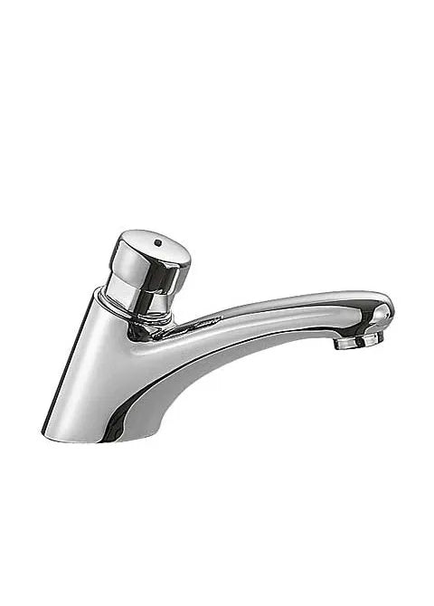 Grifo temporizado para lavabo con pulsador de latón y acabado cromado Basic TRES 0